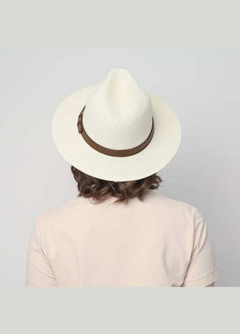Шляпа федора женская бумага бежевая BAY LuckyLOOK 376-039 (289478336)
