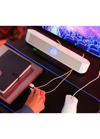 Компьютерная колонка, саундбар для ПК и ноутбука GXT 619 Thorne White USB/AUX, RGB Trust (388911350)