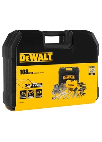 Набір головок, біт, шестигранних ключів, 1/4', 3/8', кейс, 108шт DeWALT (386033726)