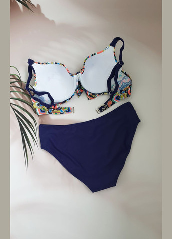 Темно-синий летний женский раздельный купальник раздельный No Brand