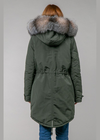 Парка женская темно-зеленая с мехом блюфроста Chicly Furs (288049814)