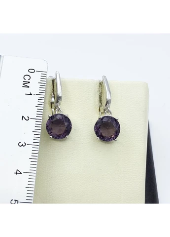 Сережки срібні з аметистовим кварцем 4,59 г No Brand (369736697)