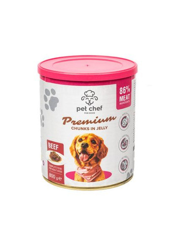 Корм влажный для взрослых собак, кусочки в желе с говядиной 800 г Pet Chef (322875075)