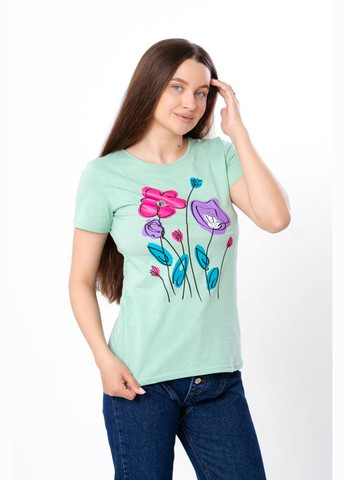 Мятная летняя футболка женская (p-11307) с коротким рукавом Носи своє