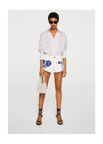 Джинсовые шорты 32 eur размер белые 23077621 Mango (297569487)