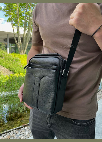 Мужская черная сумка-барсетка из натуральной кожи Tiding Bag 78-5367 No Brand (335039727)