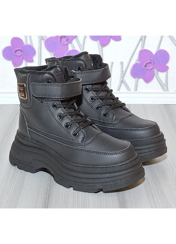 Зимові черевики для дівчинки на овчині, зимові дутики для дівчини, зимові черевики на липучках для дівчини підлітка Clibee (366846887)