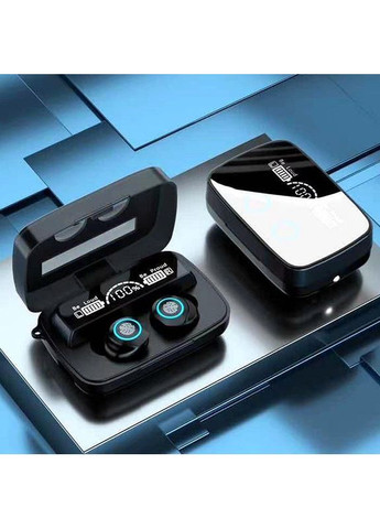 Бездротові навушники Wireless M9-17с вбудованим ліхтариком +LED дисплей з індикатором рівня заряду Чорні TWS (367401957)