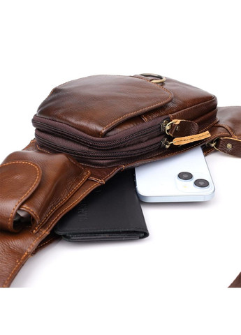 Сумка слінг через плече чоловіча шкіряна для телефону та документів середня Коричневий 39020 Vintage (351403600)