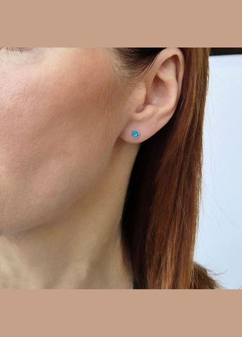 Срібні сережки гвоздики на закрутках з Голубими каменями 4 мм срібло 925 проби Родоване 1075с No Brand (323223242)