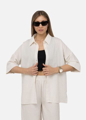 Жіноча сорочка з коротким рукавом колір молочний ЦБ-00250984 MYD (297060195)