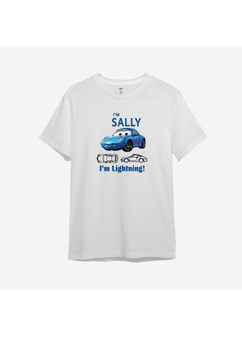 Біла демісезонна дитяча футболка з принтом "mcqueen & sally". тачки (10467462734) ТiШОТКА