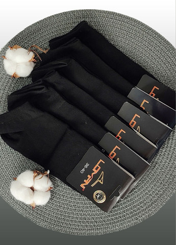 Чёрные носки короткие хлопковые 6 пар упаковка житомир (0017/6) чорний р.36-40 Lomani однотонные (329901354)