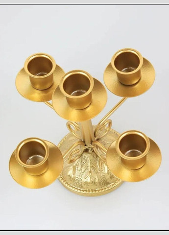 Свічник у класичному стилі на 5 свічок золотого кольору No Brand (292728367)
