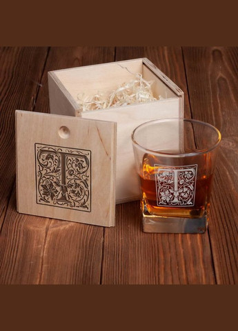 Стакан для виски в деревянной коробке "Вензель" персонализированный (BDSV-09) 300 мл BeriDari (293508972)