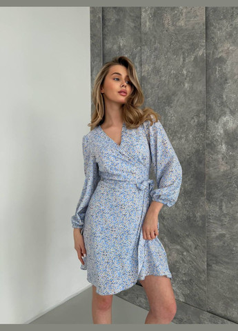 Голубое повседневный платье DK/DL Мода без кордонів с цветочным принтом