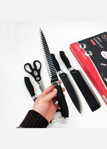 Набір якісних ножів для дому UNIQUE UN-1821 6 шт, Кухарські кухонні ножі набір, Хороші ножі FL-385 для кухарів Genuine (349512127)