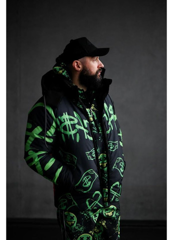 Комбінована демісезонна куртка чоловіча з принтом зима капюшон No Brand