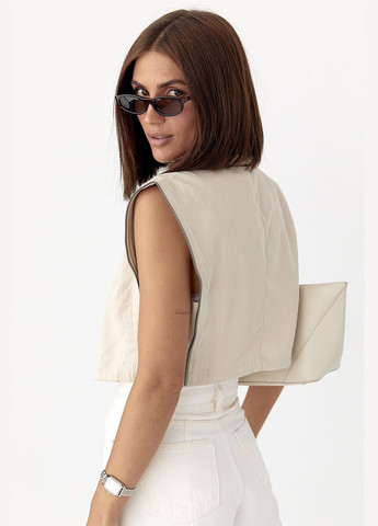 Короткий котоновий жилет прикрашений блискавками Lurex (343277210)