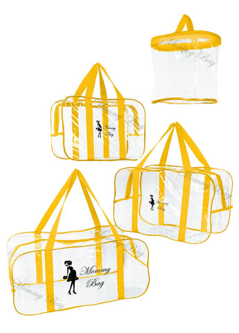 Набір із прозорих сумок у пологовий будинок (S, M, L + органайзер) Mommy Bag (280941926)