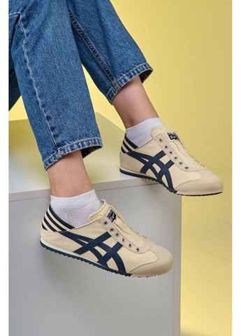 Бежевые демисезонные кроссовки мужские asics onitsuka tiger mexico 66 slip on paraty cream navy асикс онитцука тайгер No Brand
