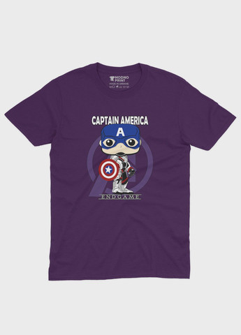 Фиолетовая демисезонная футболка для мальчика с принтом супергероя - капитан америка (ts001-1-dby-006-022-008-b) Modno
