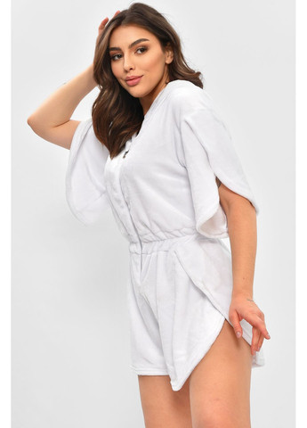 Біла всесезон піжама жіноча однотонна білого кольору на блискавці комбінезон Let's Shop