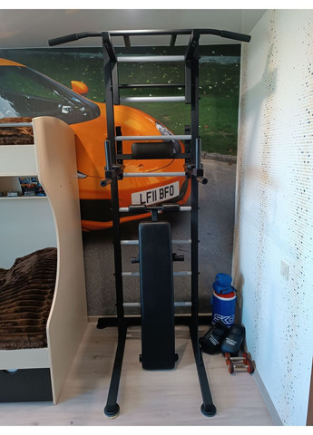 Шведська стінка пересувна універсальна чорна з турником бруси гімнастична лава No Brand Универсал (360968111)