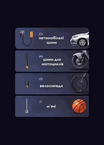 Портативний автомобільний компресор CZX-11 бездротовий з дисплеєм манометром ліхтариком Type-C 2 шт. Lesko (349729722)