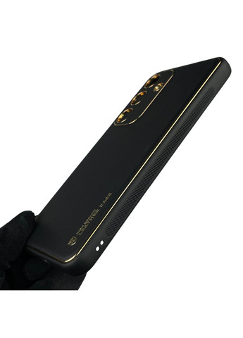 Чехол для Galaxy S24 (SM-S921B) кожаный с золотой окантовкой с защитой камеры на самсунг с24 чёрный Samsung (366022074)