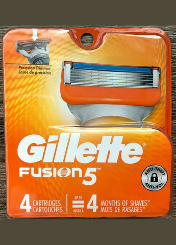 Сменные картриджи для бритвы Fusion5 (4 шт) Gillette (278773595)