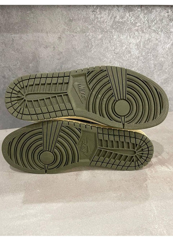 КРОСІВКИ ЖІНОЧІ NIKE TRAVIS SCOTT X AIR JORDAN 1 LOW OLIVE НАЙК ТРЕВІС СКОТ No Brand хакі демісезони (367170865)