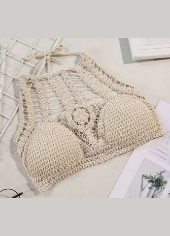 Високий в'язаний топ-бюстгальтер під шию на зав'язках S/M No Brand (338863568)