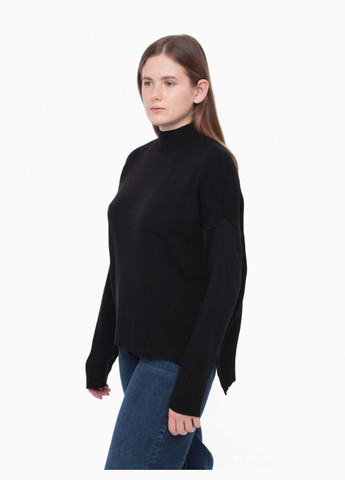 Черный зимний свитер женский черный свободный с воротником джемпер Karon Вільна