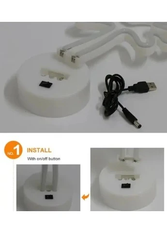 Неоновий нічник пластик 30х14х2,8 см Фламінго LED батарейки USB ProDobro (397087472)