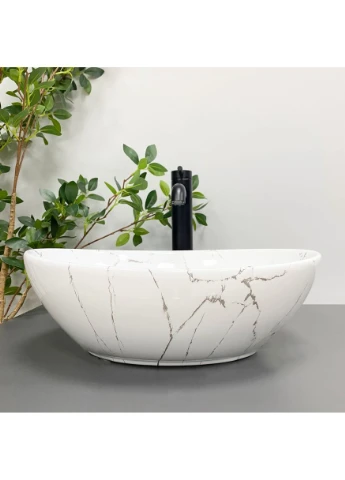 Умывальник (раковина) PARMA WHITE STONE GLOSSY накладной VBI (401873200)
