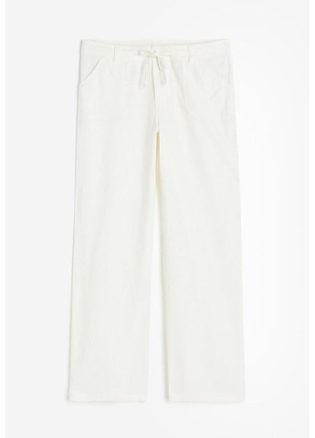 Женские прямые брюки из льняной смеси (57321) XS Белые H&M (295263191)