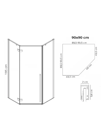 Душевая кабина DIAMOND 90х90 BRUSHED COPPER Rea (386205879)