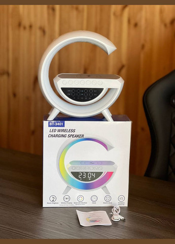 Настільний годинник BT-3401 з бездротовою зарядкою, лампою-нічником, будильником та вбудованою Bluetooth колонкою No Brand (315341905)