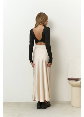 Светло-бежевая вечерний женская макси юбка с высокой талией. MonCher а-силуэта (трапеция)