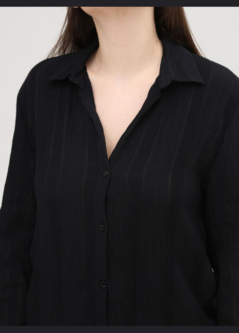 Сорочка жіноча чорна пряма довгий рукав MDG пряма (293971916)