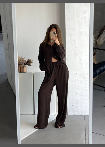 Женский костюм макси рубашка + палаццо No Brand С824/825-1637 (341279976)