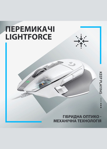 Миша Logitech g502 x usb white (268140183)