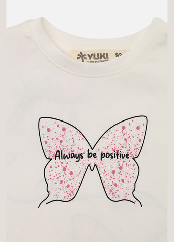 Молочна літня футболка з коротким рукавом для дівчинки колір молочний цб-00273296 Yuki