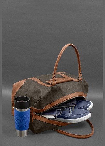 Дорожня сумка з коричневого канвасу та натуральної світло-коричневої шкіри Crazy Horse (A-028855) BlankNote (327874296)