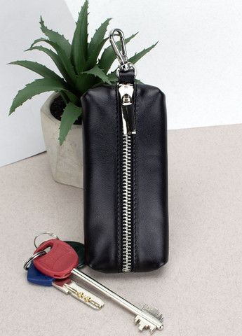 Ключница мужская кожаная на молнии Classic (черная) с карабином HandyCover (288049585)