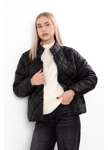 Чорна демісезонна демісезонна жіноча куртка стьобана з коміром-стійкою (p-18183) Носи своє
