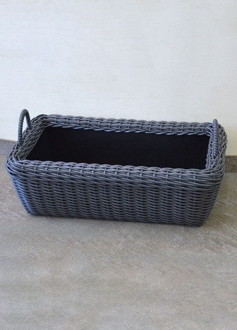 Корзина прямоугольная для дров (дровница) плетенная из искусственного ротанга ручной работы. Цвет Графит. 45 литров Handmade (327878906)