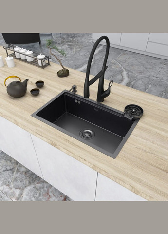 Черная мойка под столешницу 1.5 мм многофункциональная NB7042 Nett NB-7042 (316390466)