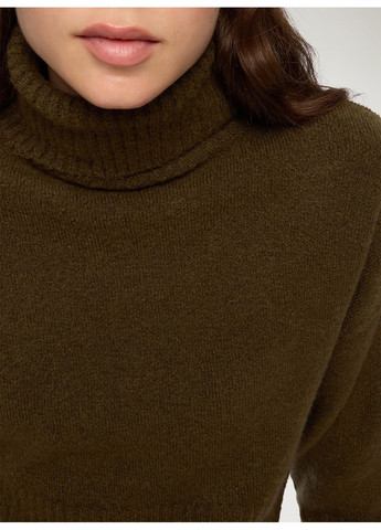 Бутылочный зеленый зимний свитер женщин Terranova